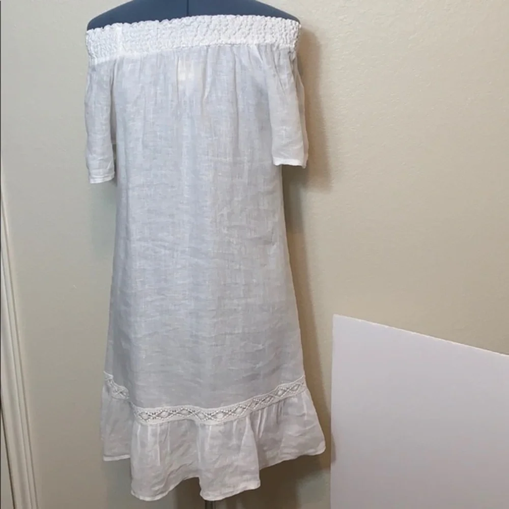 Cynthia Rowley Strapless White Linen Dress